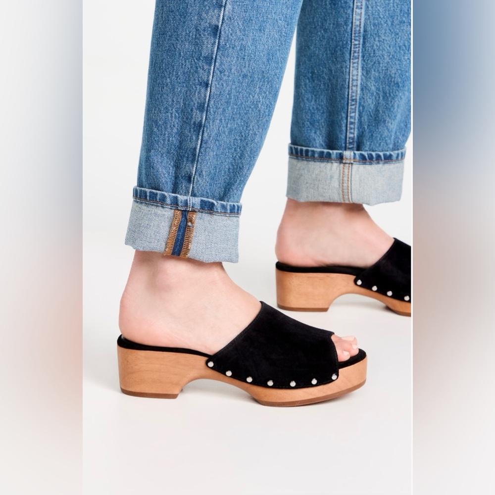 RAG & BONE NIB Black Mara Clog Slides 35